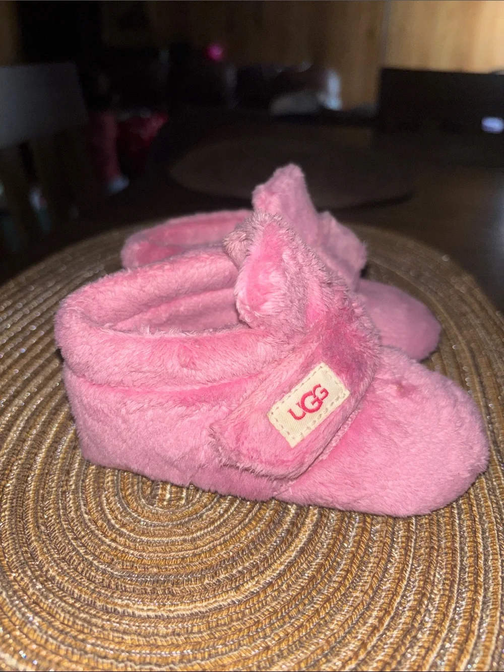 UGG Kids Plush Pink Slip-On Slippers